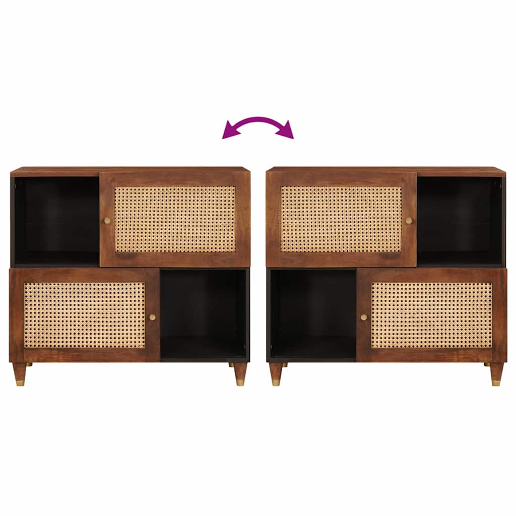Sideboard Brown 80 x 33.5 x 75 cm Cane and solid mango wood