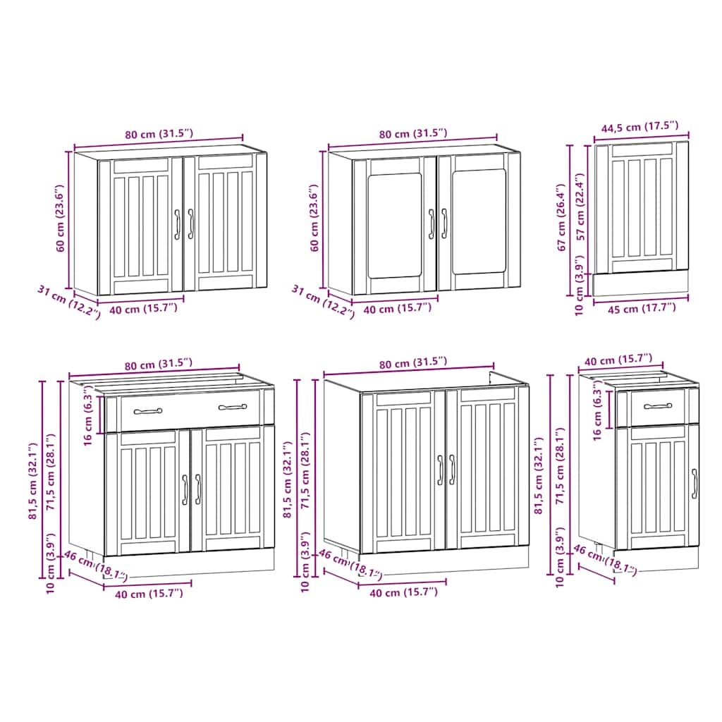 7 Piece Kitchen Cabinet Set Lucca High Gloss White Engineered Wood