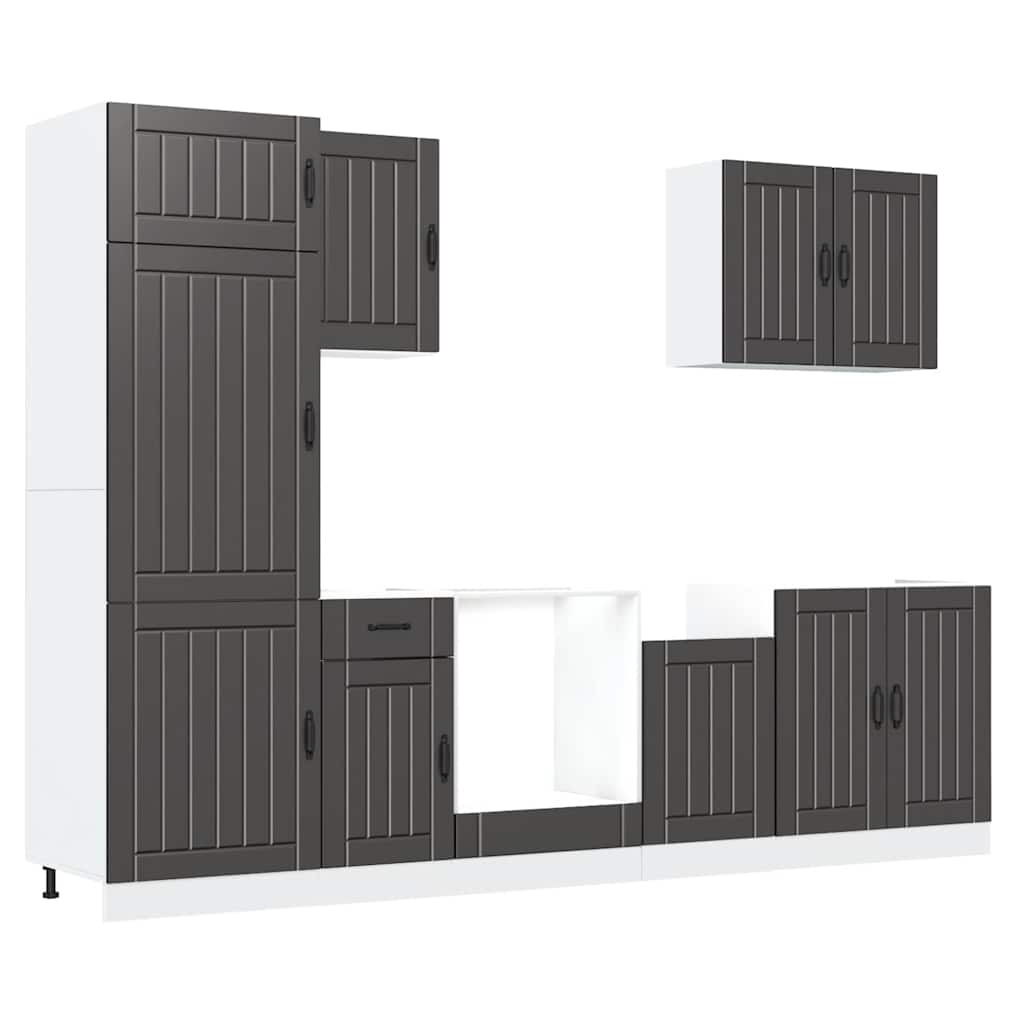7 Piece Kitchen Cabinet Set Lucca Black Engineered Wood