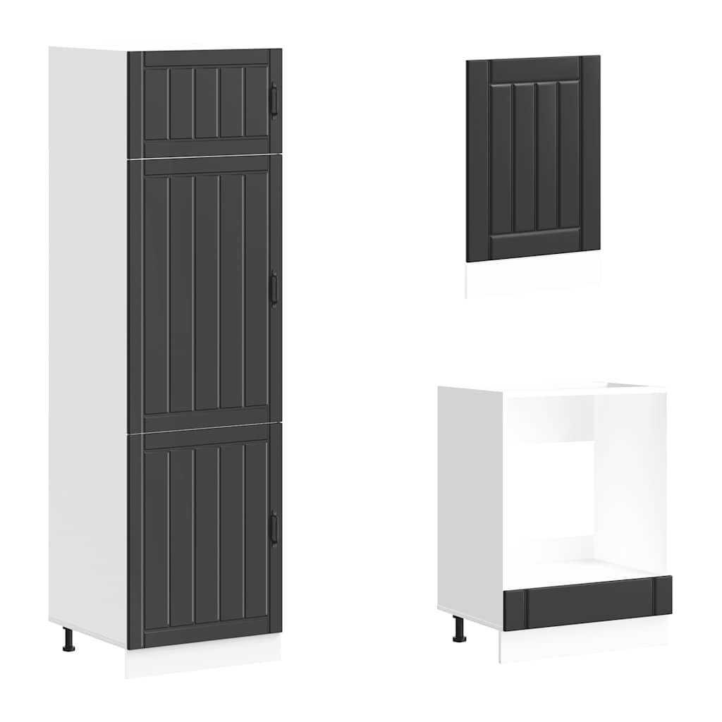 7 Piece Kitchen Cabinet Set Lucca Black Engineered Wood