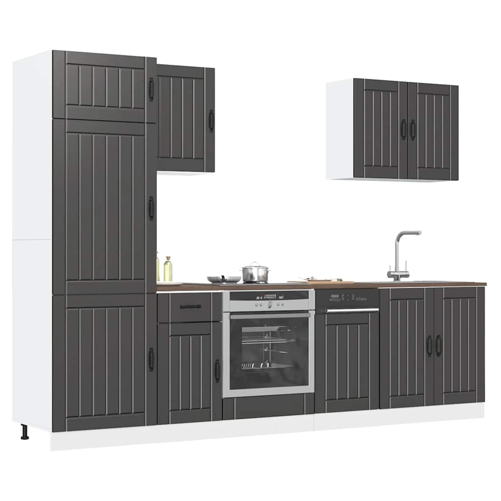 7 Piece Kitchen Cabinet Set Lucca Black Engineered Wood