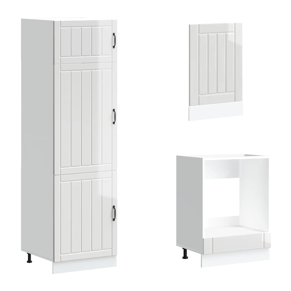 7 Piece Kitchen Cabinet Set Lucca High Gloss White Engineered Wood