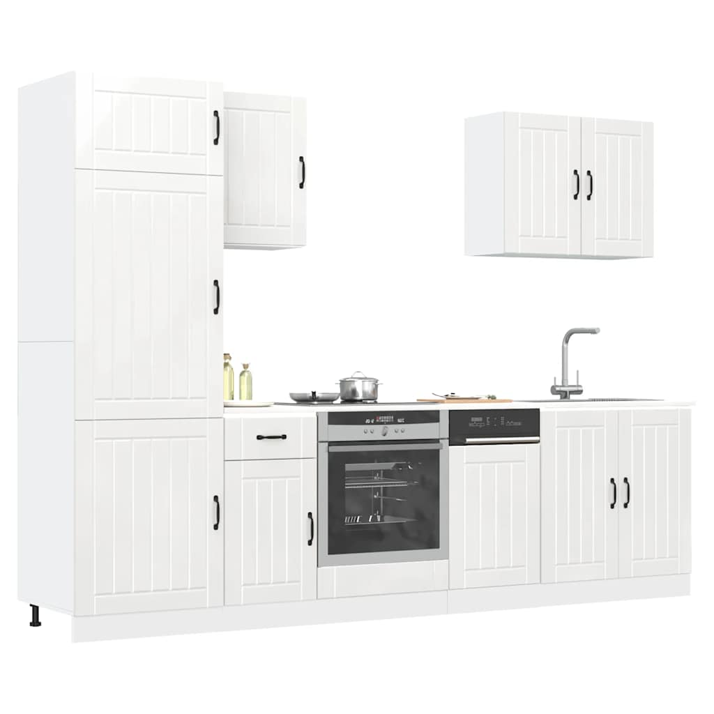 7 Piece Kitchen Cabinet Set Lucca High Gloss White Engineered Wood