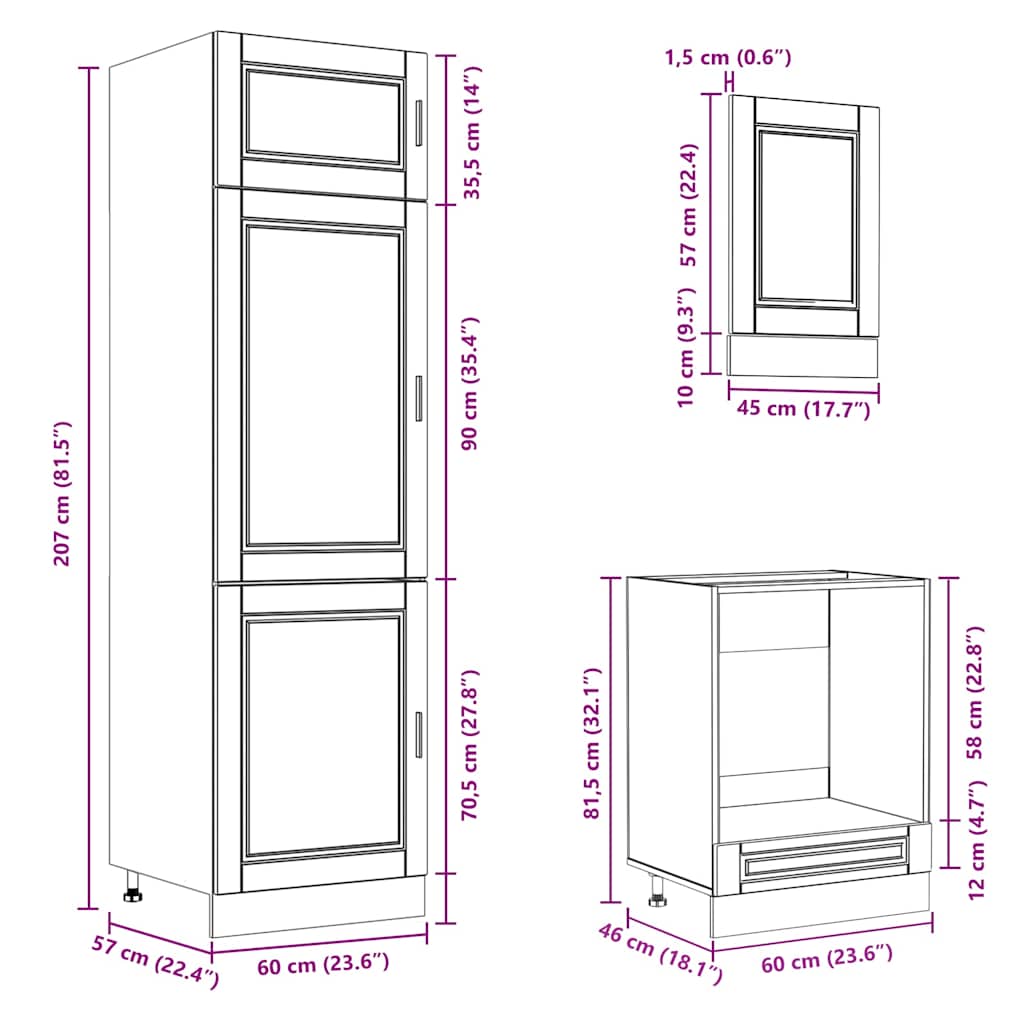 7 Piece Kitchen Cabinet Set Porto Grey Sonoma Engineered Wood