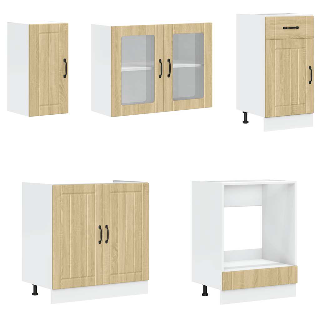 8 Piece Kitchen Cabinet Set Lucca Sonoma Oak Engineered Wood
