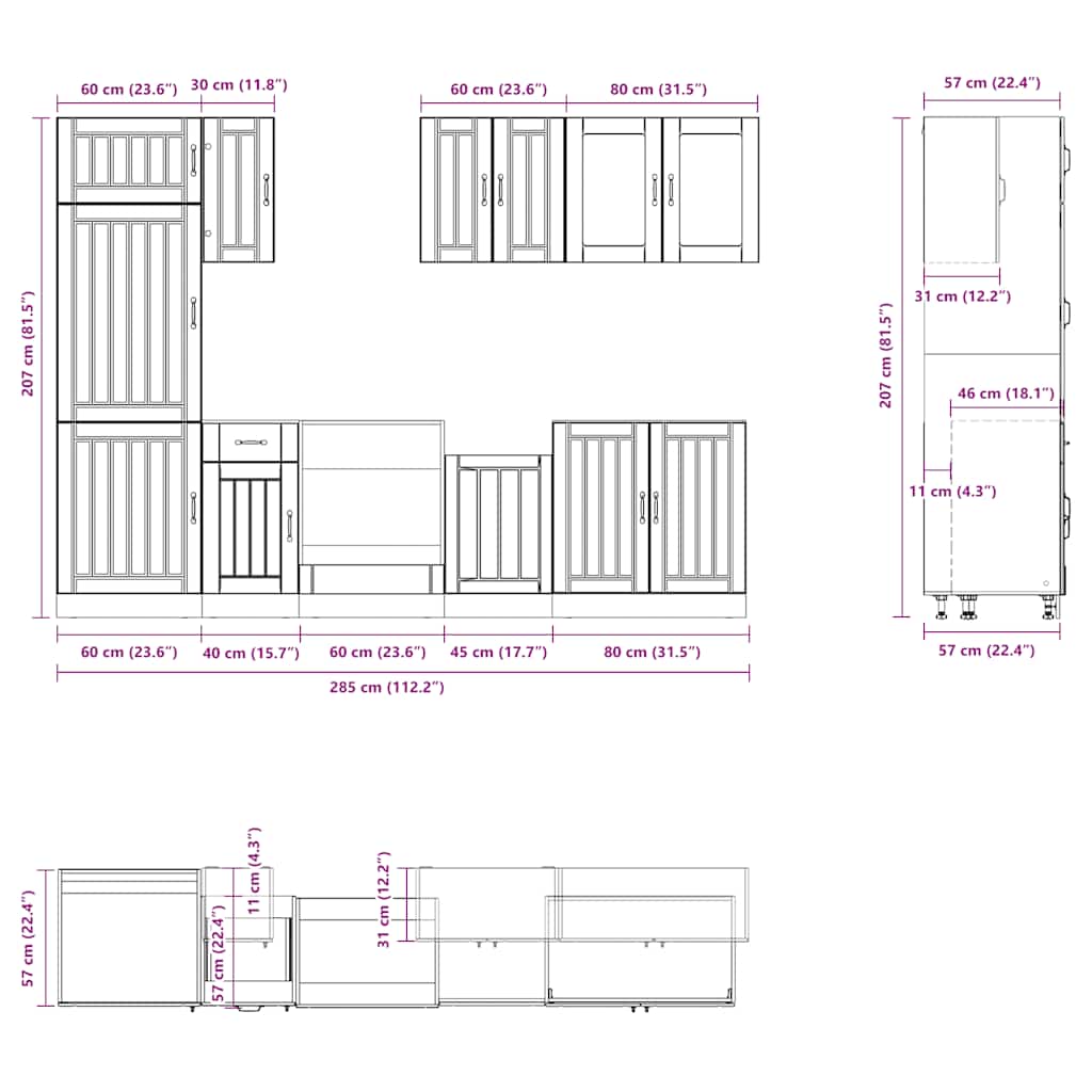 8 Piece Kitchen Cabinet Set Lucca Sonoma Oak Engineered Wood