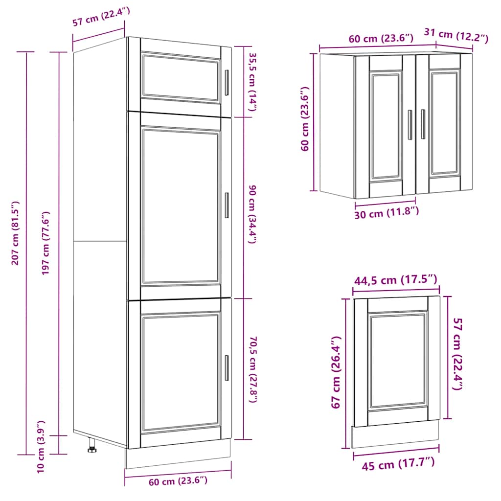 8 Piece Kitchen Cabinet Set Kalmar Artisan Oak Engineered Wood
