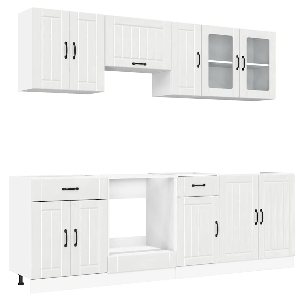 8 Piece Kitchen Cabinet Set Lucca High Gloss White Engineered Wood