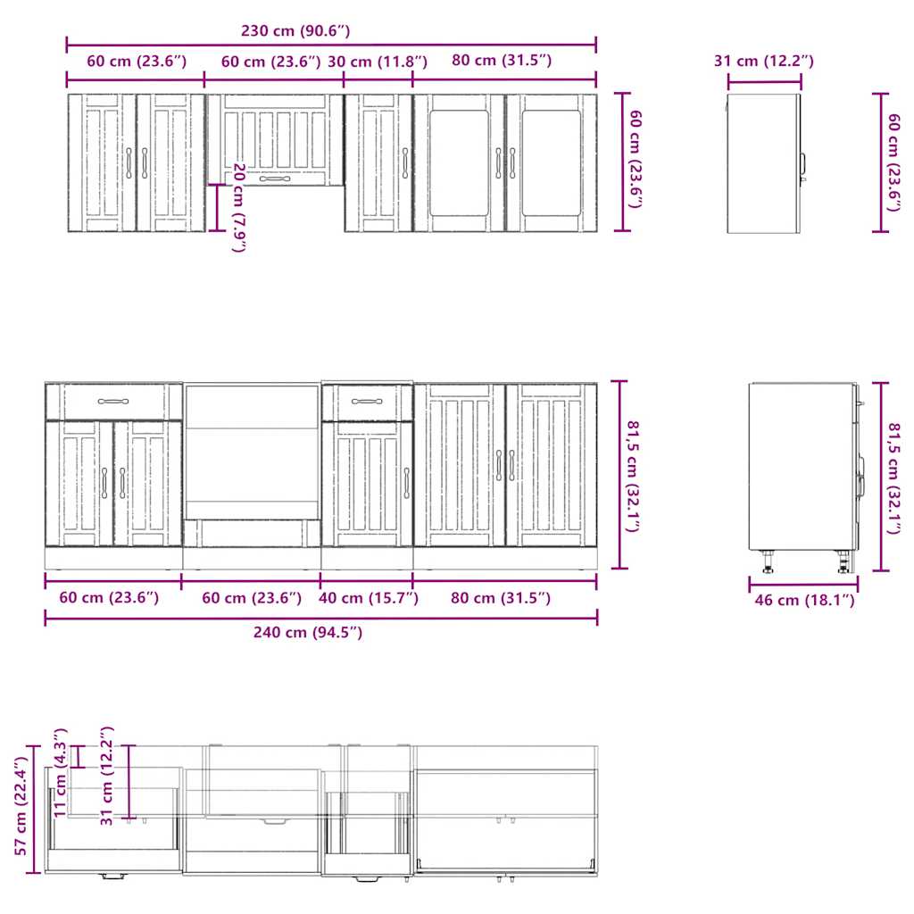 8 Piece Kitchen Cabinet Set Lucca High Gloss White Engineered Wood