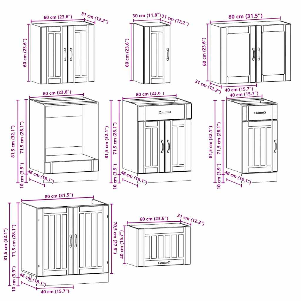 8 Piece Kitchen Cabinet Set Lucca High Gloss White Engineered Wood