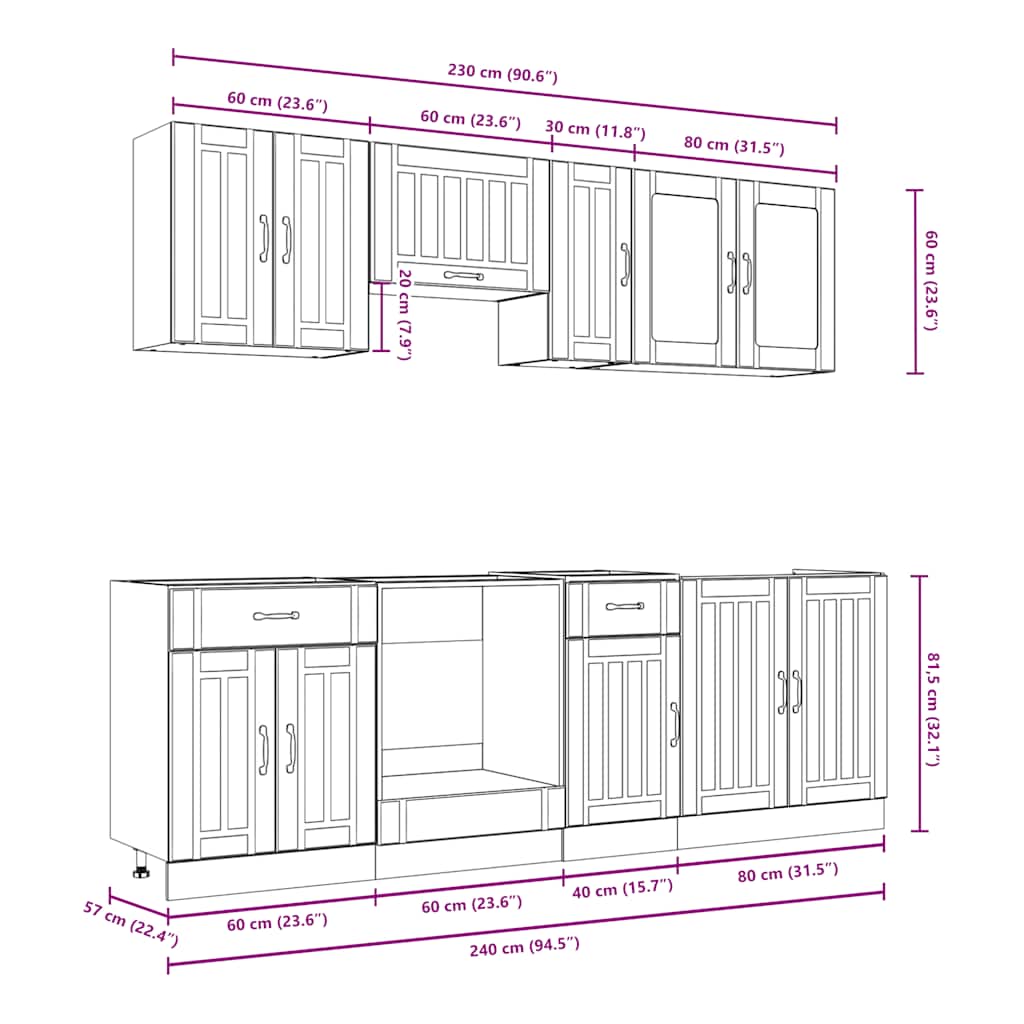 8 Piece Kitchen Cabinet Set Lucca High Gloss White Engineered Wood