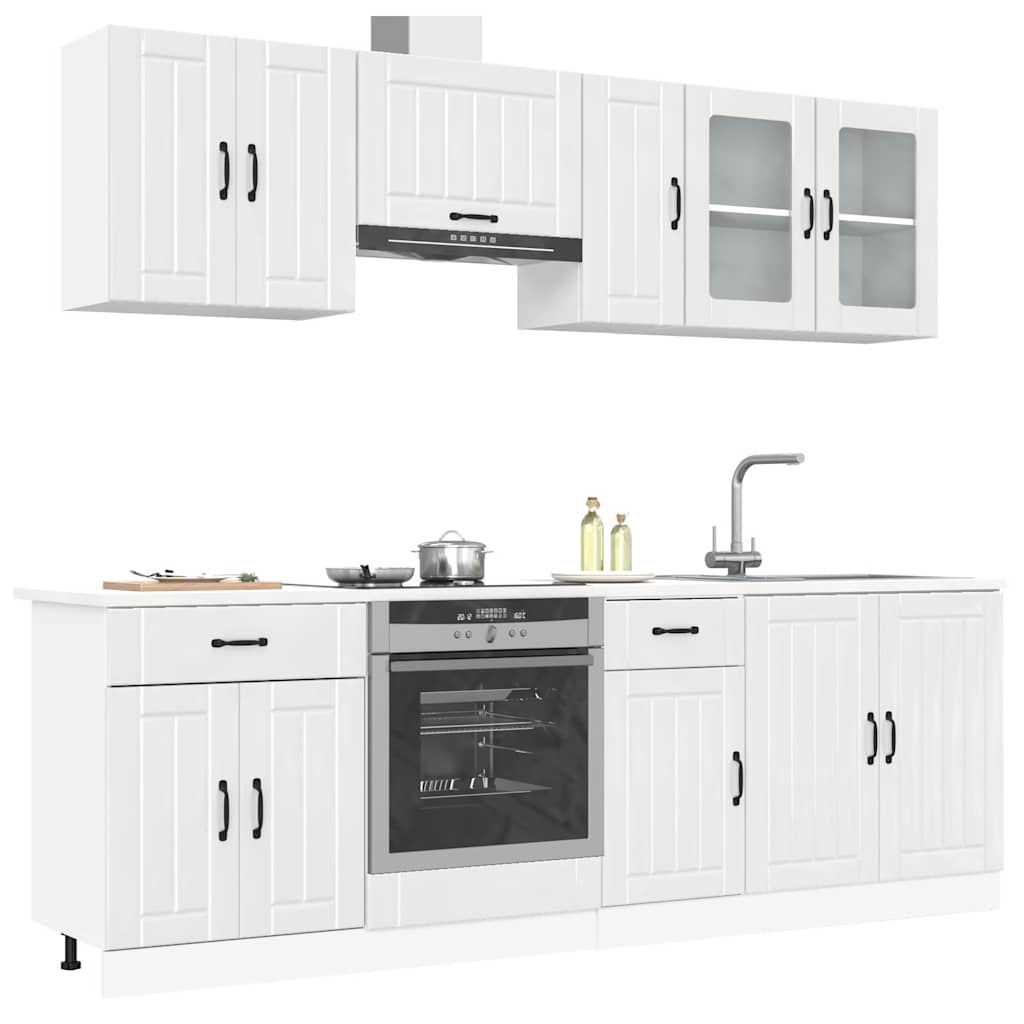 8 Piece Kitchen Cabinet Set Lucca High Gloss White Engineered Wood