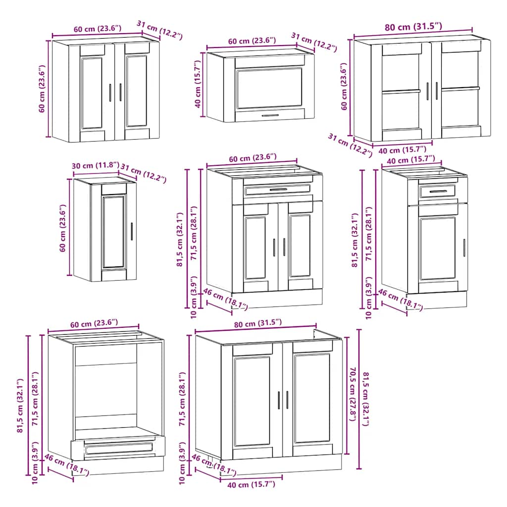 8 Piece Kitchen Cabinet Set Kalmar Grey Sonoma Engineered Wood