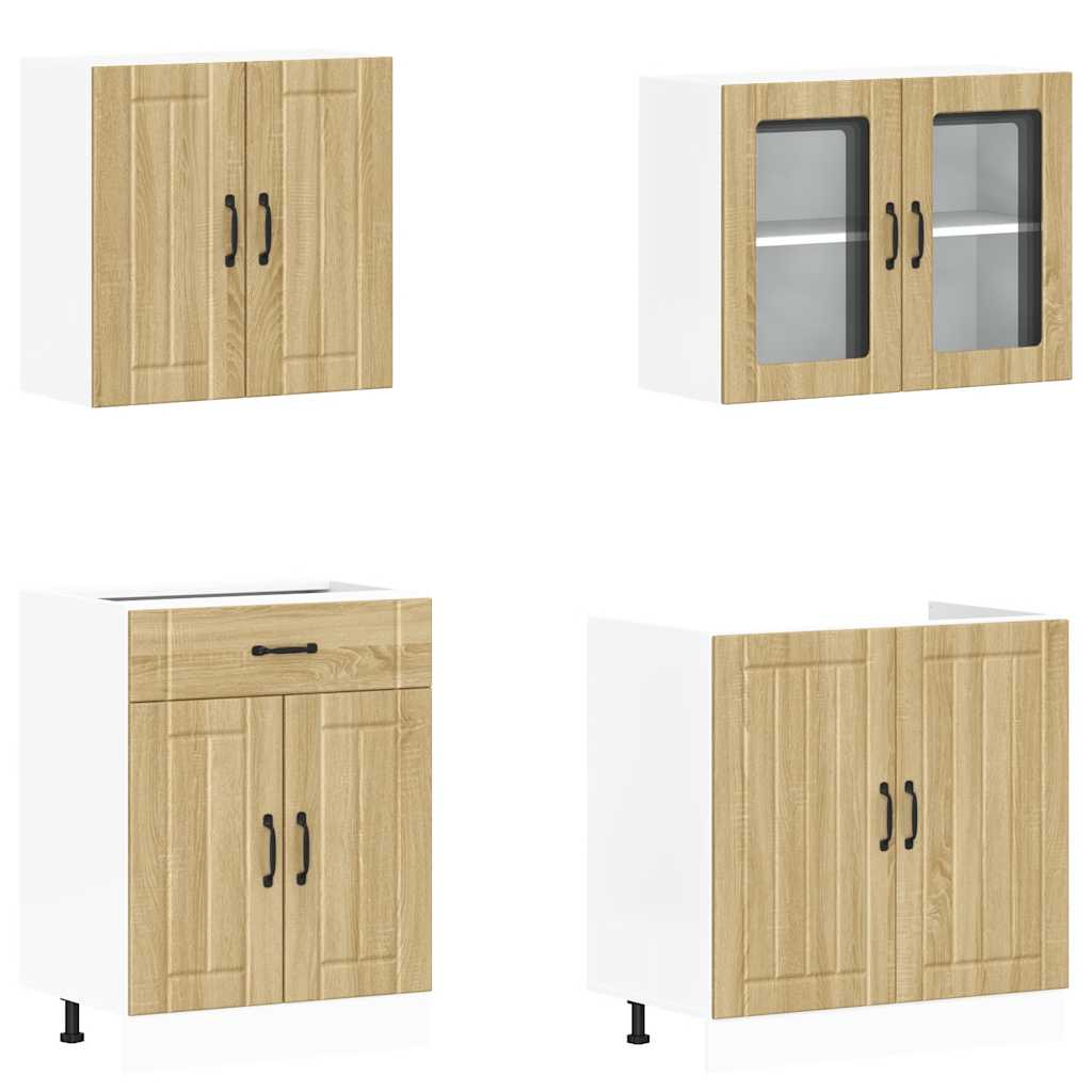 4 Piece Kitchen Cabinet Set Lucca Sonoma Oak Engineered Wood