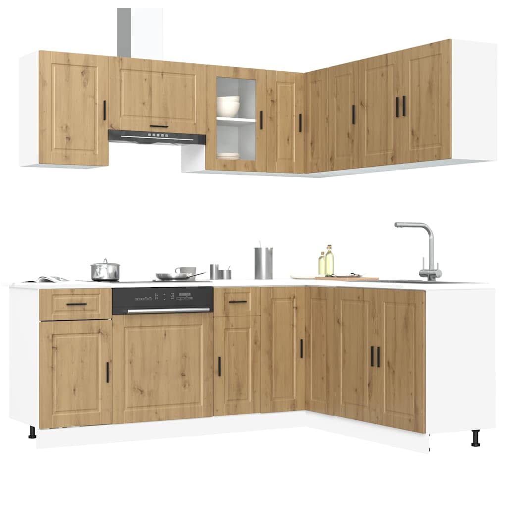 11 Piece Kitchen Cabinet Set Porto Artisan Oak Engineered Wood