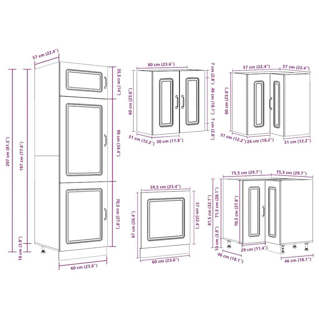14 Piece Kitchen Cabinet Set Kalmar Old Wood Engineered Wood