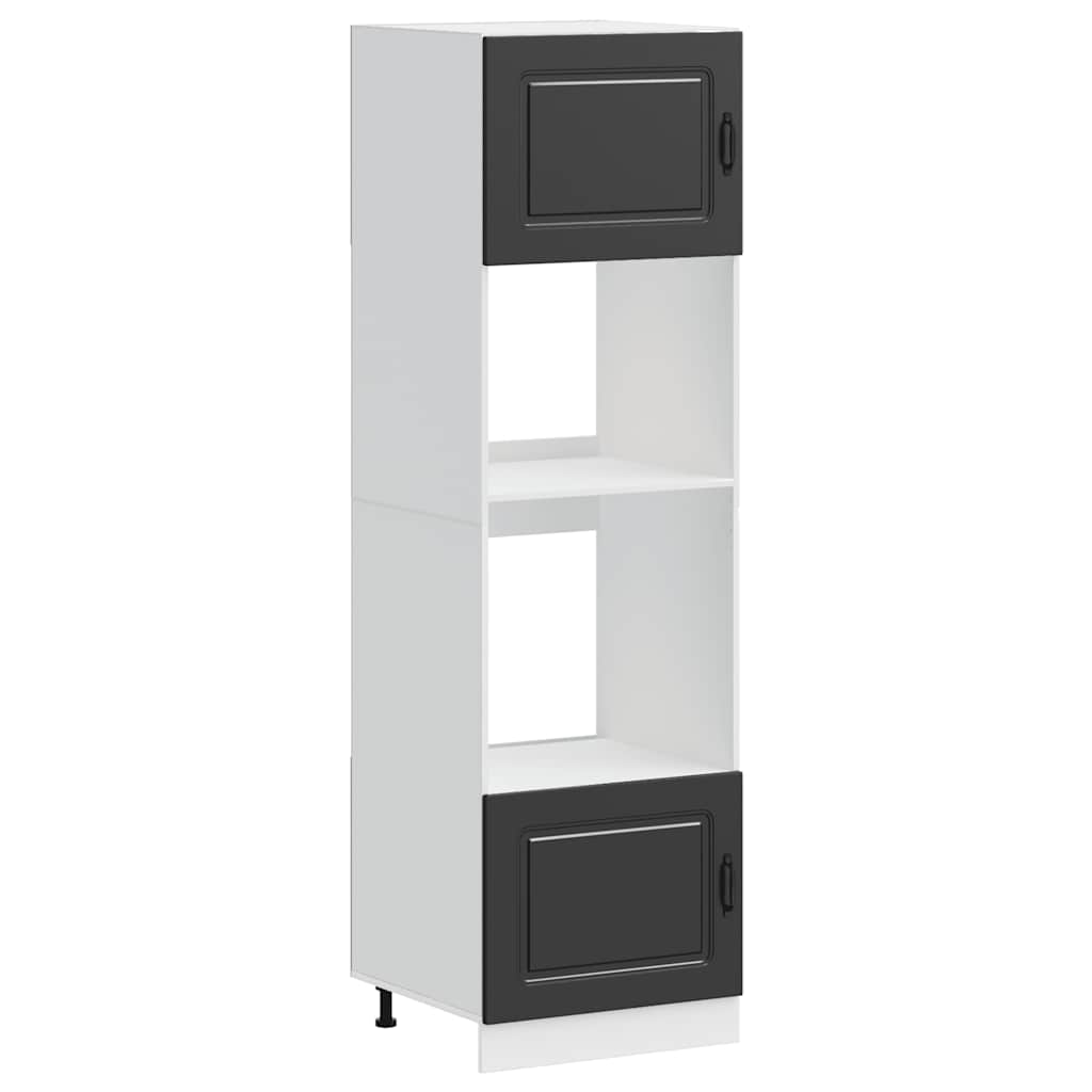 Oven Cabinets 2 pcs Kalmar Black Engineered Wood
