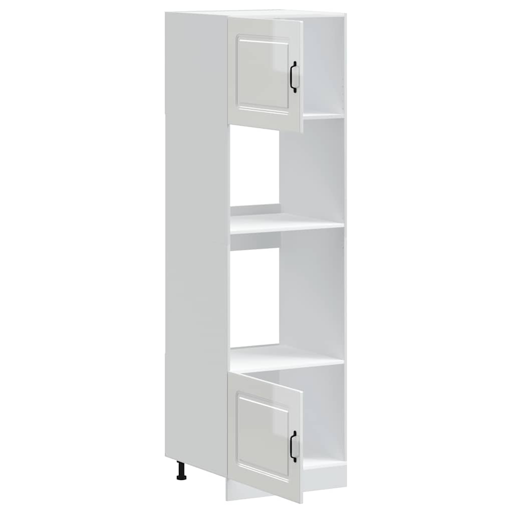 Oven Cabinets 2 pcs Kalmar Gloss White Engineered Wood