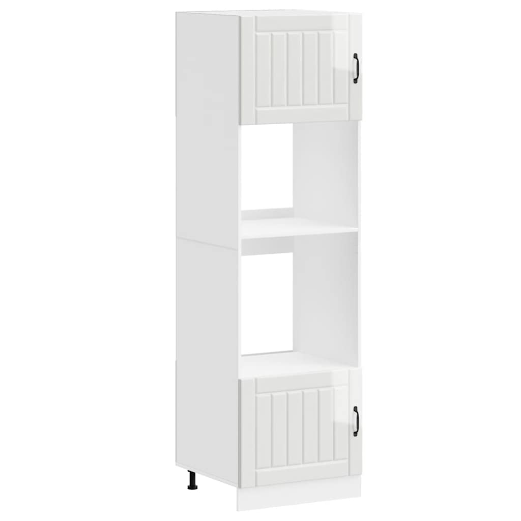 Oven Cabinets 2 pcs Lucca Gloss White Engineered Wood