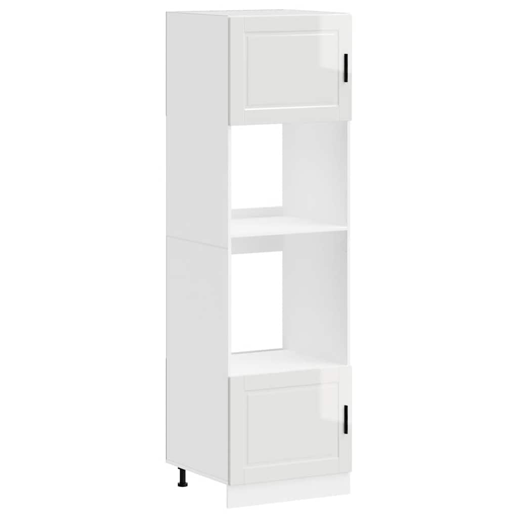 Oven Cabinets 2 pcs Porto Gloss White Engineered Wood