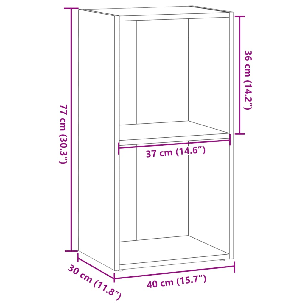 Bookcase Old Wood 40x30x77 cm Engineered Wood