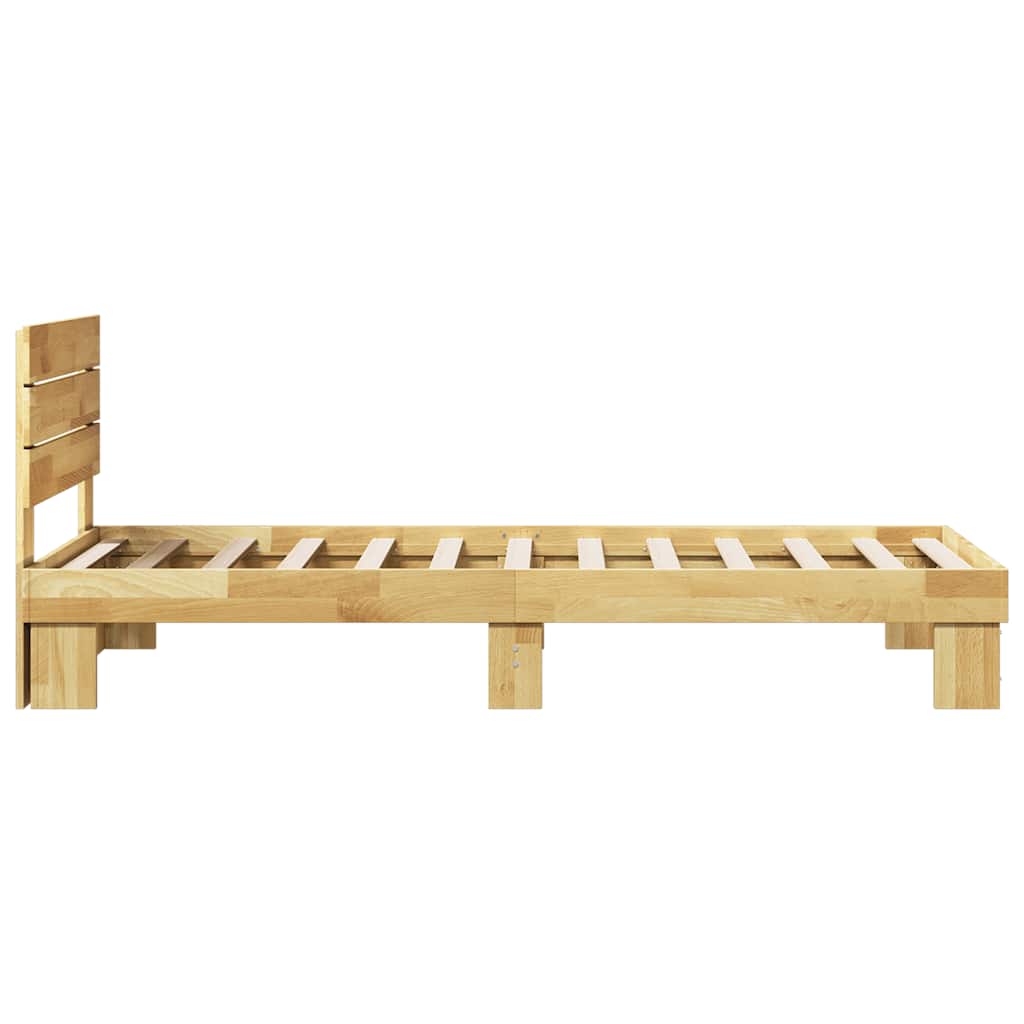 Bed Frame with Headboard without Mattress 75x190 cm Solid Wood Oak