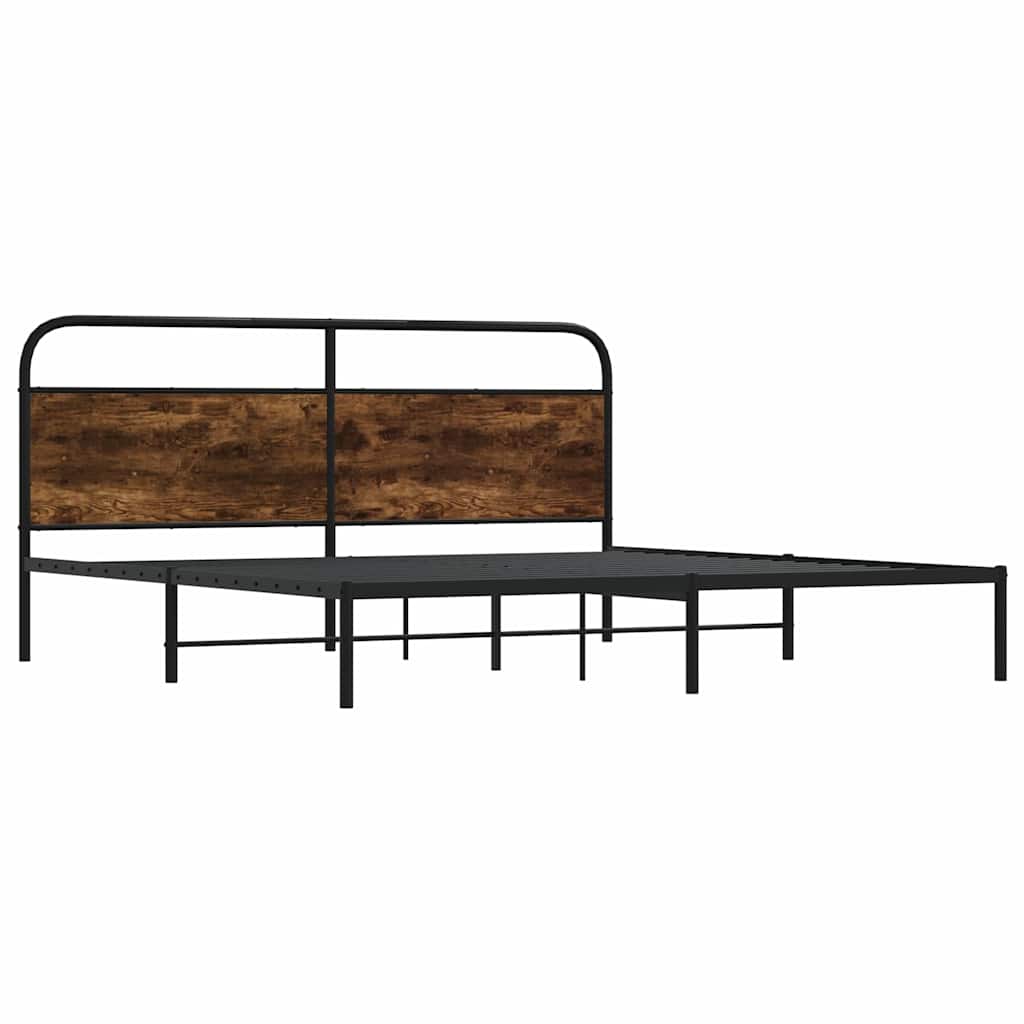 Metal Bed Frame without Mattress Smoked Oak 193x203 cm