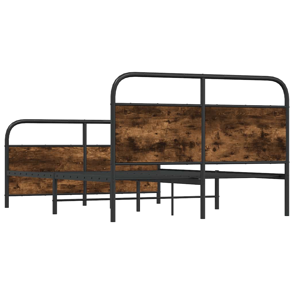 Metal Bed Frame without Mattress Smoked Oak 137x190 cm