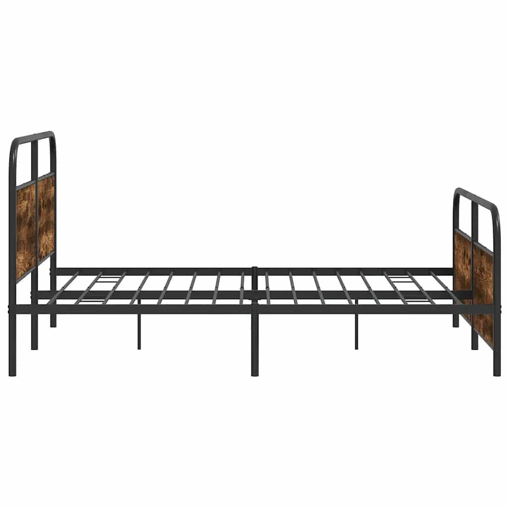 Metal Bed Frame without Mattress Smoked Oak 150x200 cm King Size