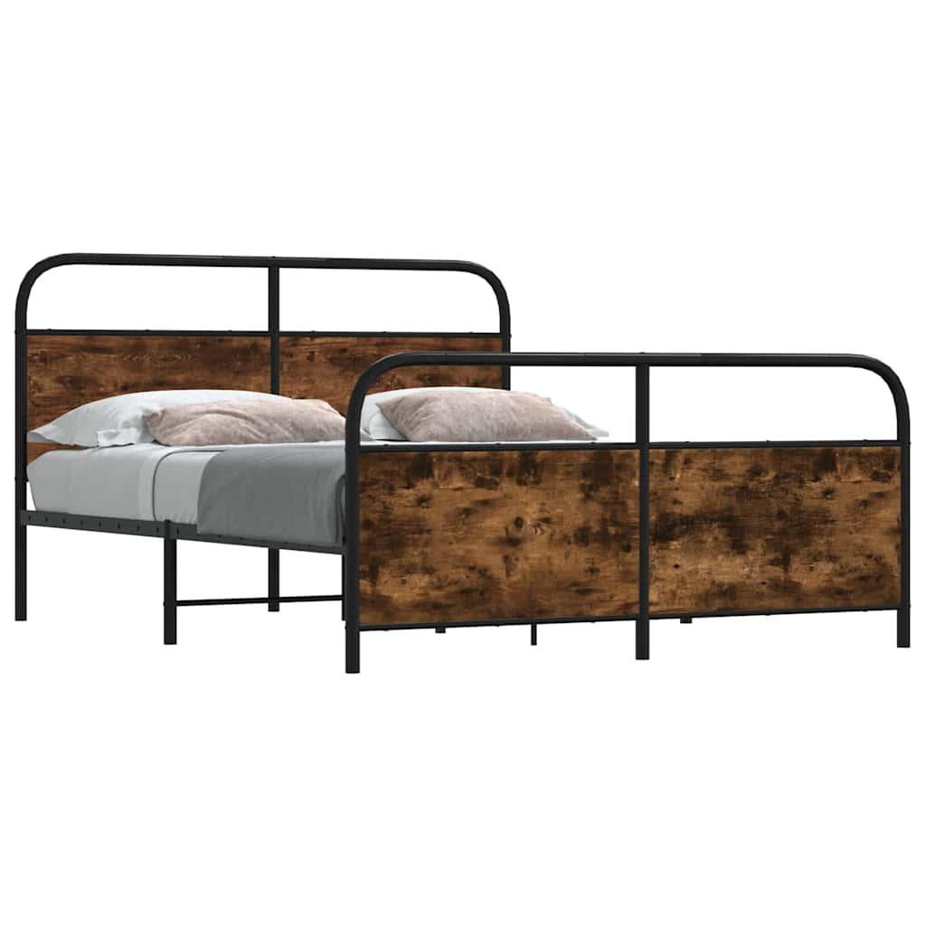 Metal Bed Frame without Mattress Smoked Oak 200x200 cm