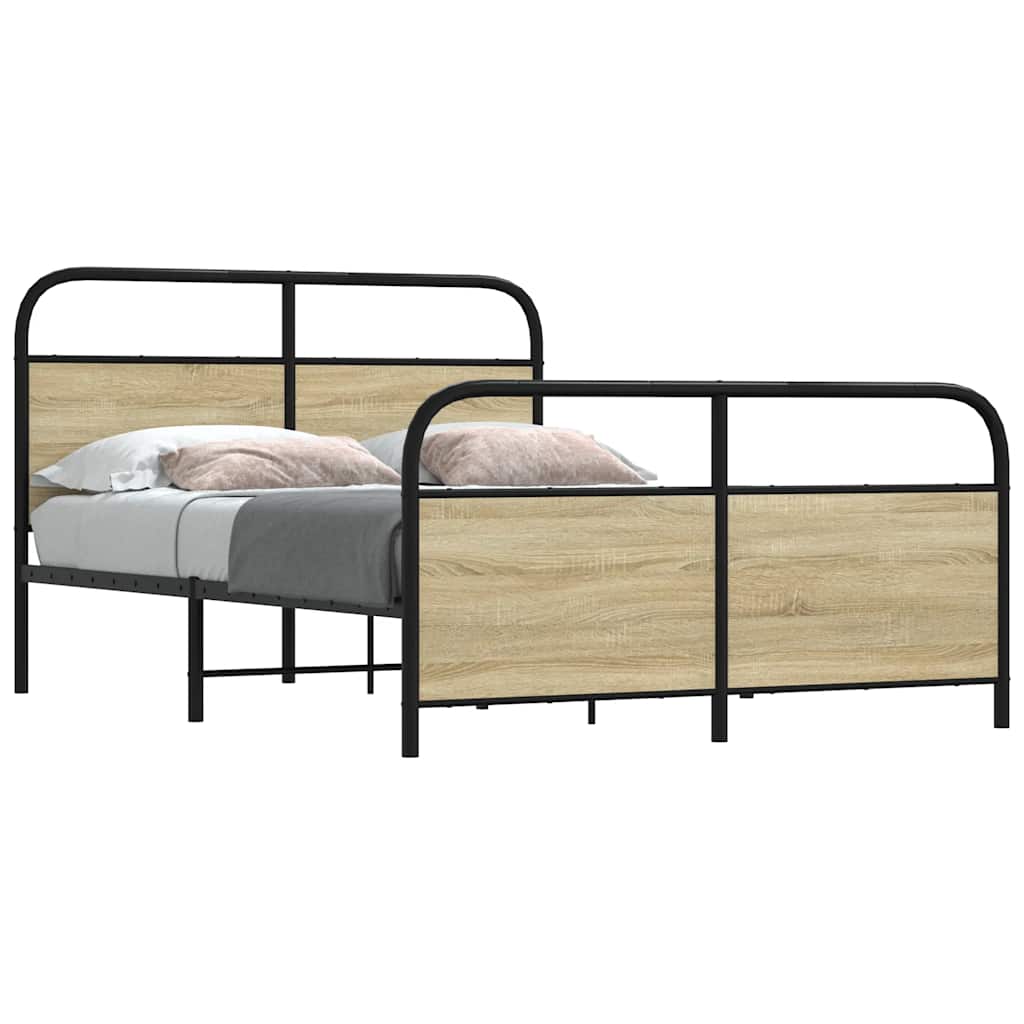 Metal Bed Frame without Mattress Sonoma Oak 137x190 cm