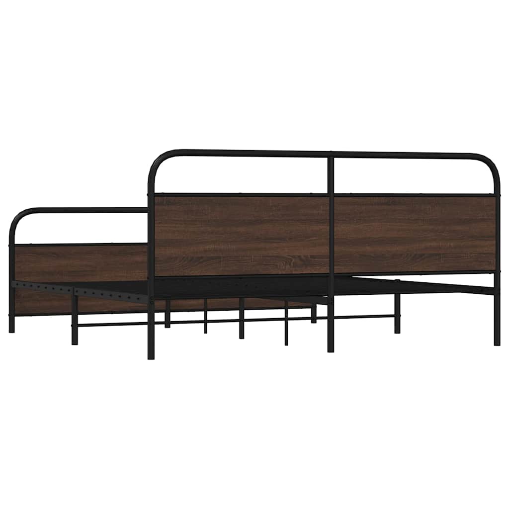 Metal Bed Frame without Mattress Brown Oak 200x200 cm