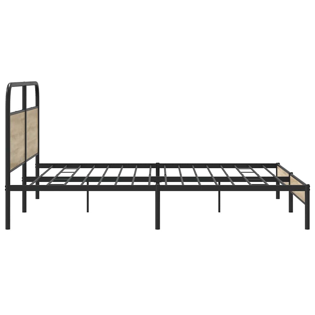 Metal Bed Frame without Mattress Smoked Oak 193x203 cm