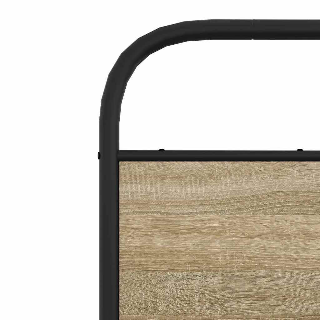 Metal Bed Frame without Mattress Smoked Oak 183x213 cm