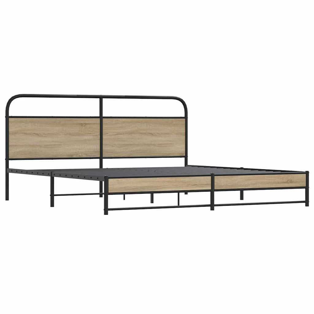 Metal Bed Frame without Mattress Smoked Oak 193x203 cm