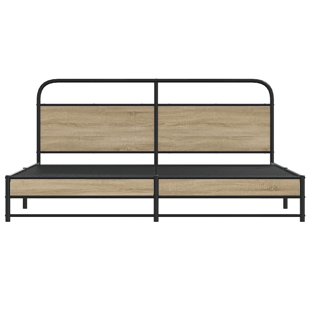 Metal Bed Frame without Mattress Smoked Oak 193x203 cm