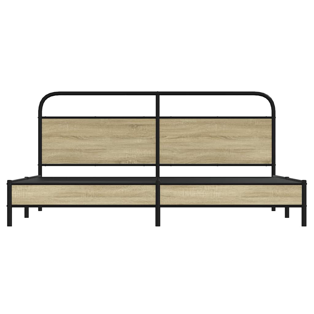 Metal Bed Frame without Mattress Sonoma Oak 200x200 cm