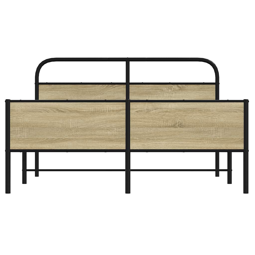 Metal Bed Frame without Mattress Sonoma Oak 150x200 cm King Size