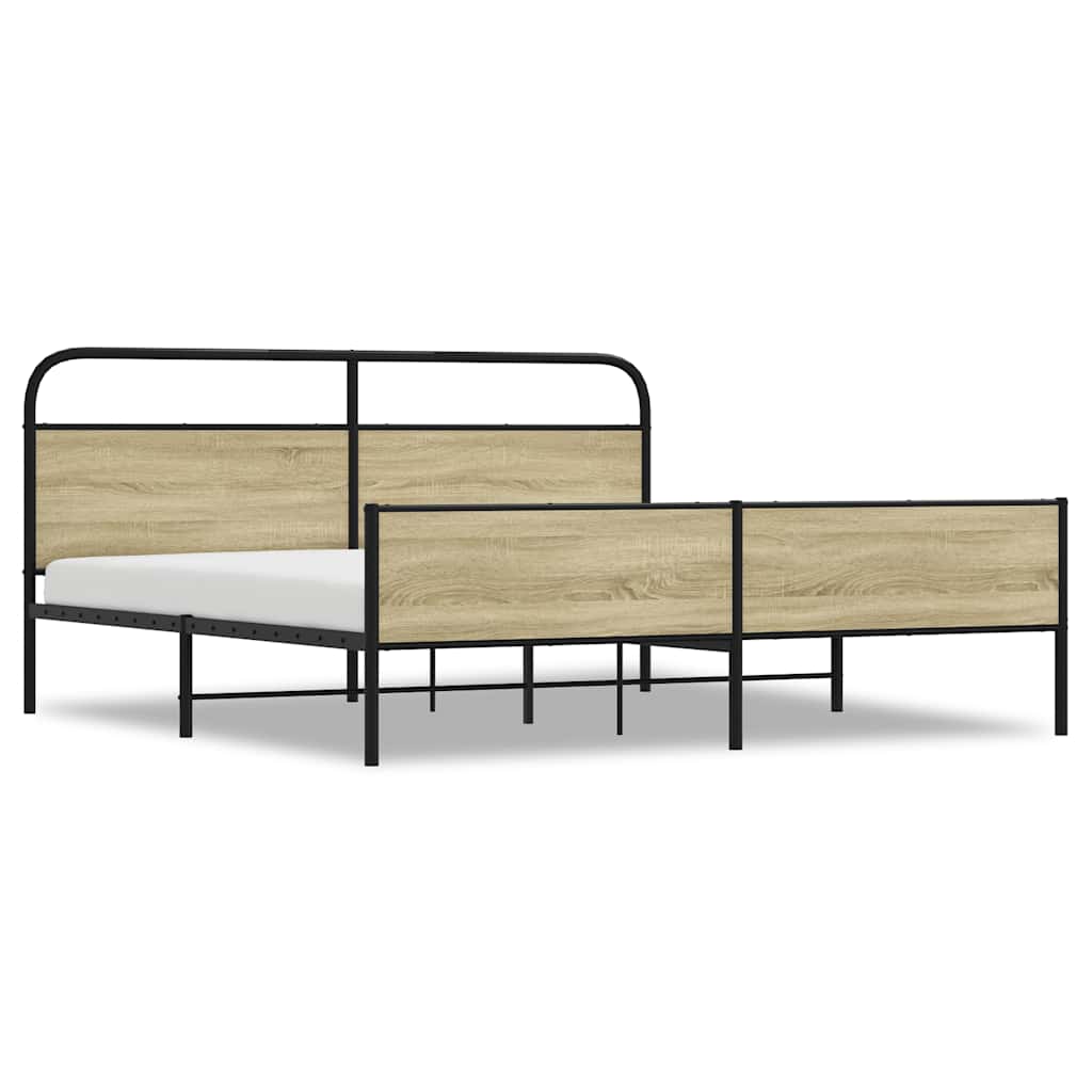 Metal Bed Frame without Mattress Sonoma Oak 183x213 cm