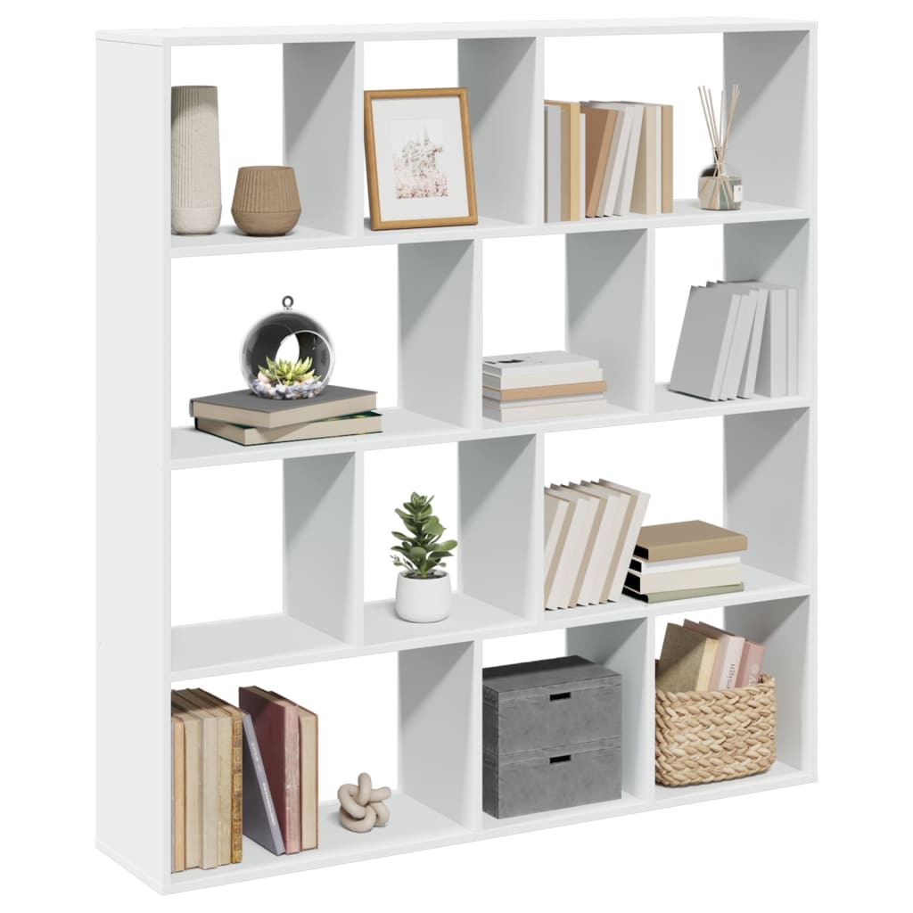 Book Cabinet White 132x29x141.5 cm Engineered Wood