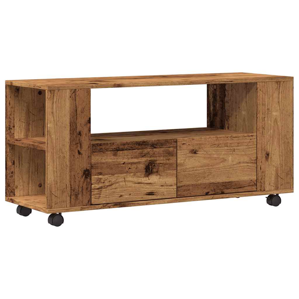 Modern Wooden 40 Inch TV Tele Stand Unit Cabinet With Storage & Wheels