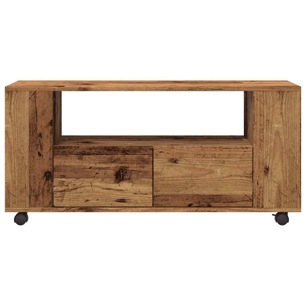 Modern Wooden 40 Inch TV Tele Stand Unit Cabinet With Storage & Wheels