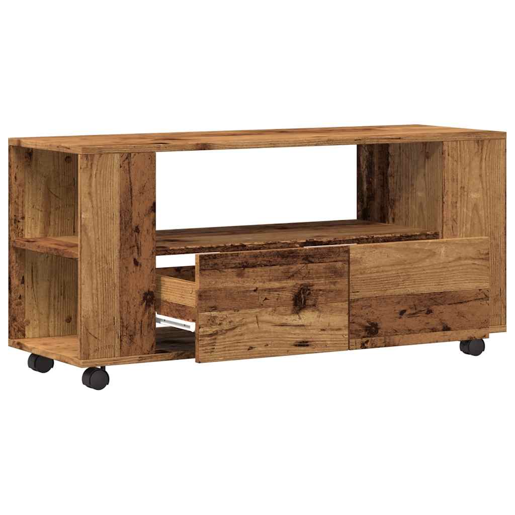 Modern Wooden 40 Inch TV Tele Stand Unit Cabinet With Storage & Wheels