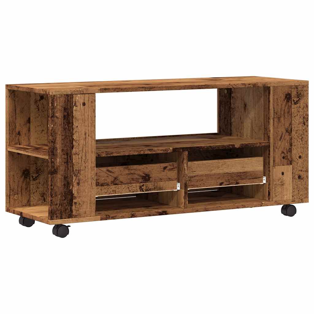 Modern Wooden 40 Inch TV Tele Stand Unit Cabinet With Storage & Wheels