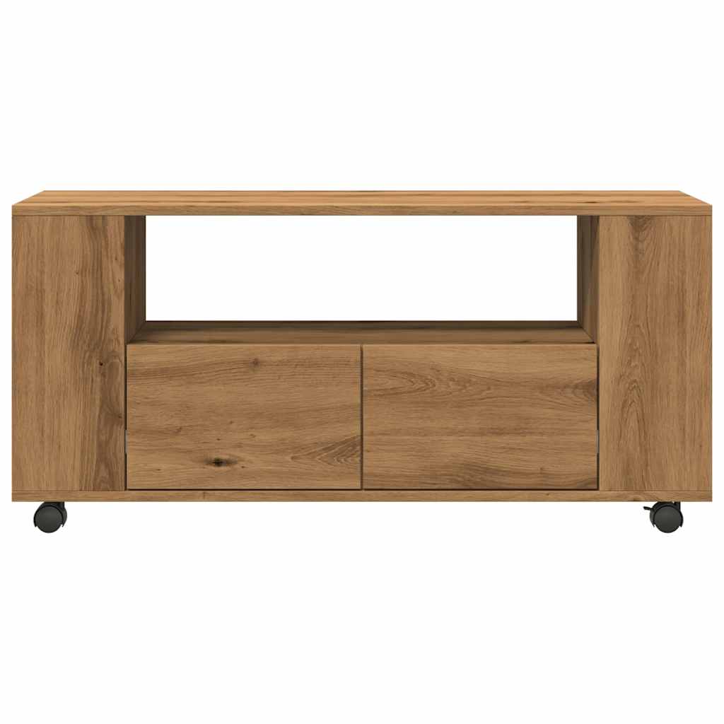 Modern Wooden 40 Inch TV Tele Stand Unit Cabinet With Storage & Wheels