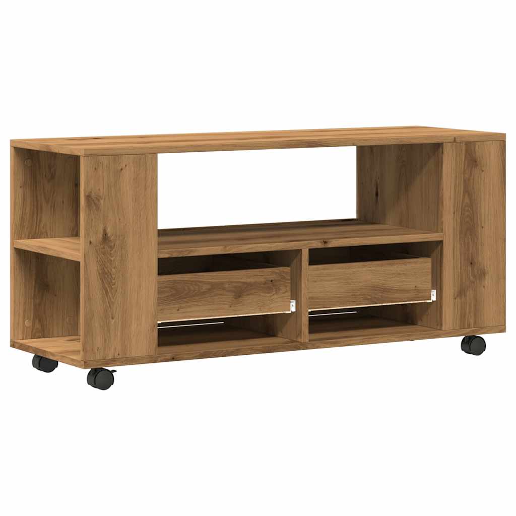 Modern Wooden 40 Inch TV Tele Stand Unit Cabinet With Storage & Wheels