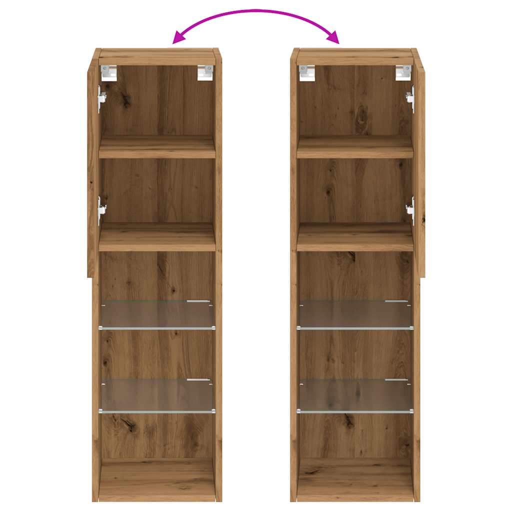 TV Cabinet with LED Lights Artisian Oak 30.5x30x102 cm