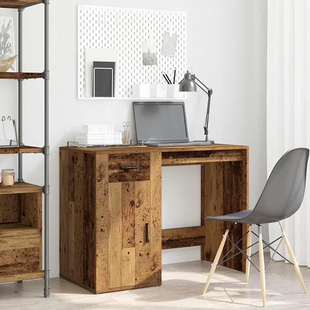 Modern Wooden Home Office Computer Desk Table With Storage Compartment & Drawer