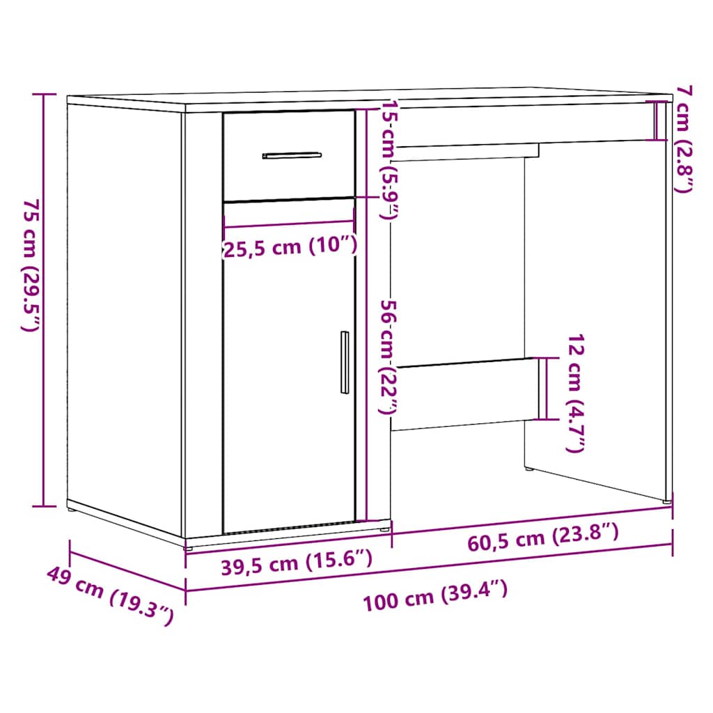 Modern Wooden Home Office Computer Desk Table With Storage Compartment & Drawer