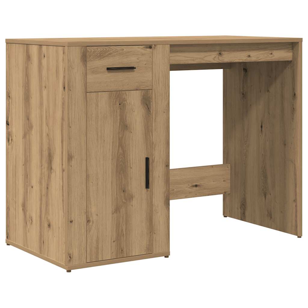 Modern Wooden Home Office Computer Desk Table With Storage Compartment & Drawer